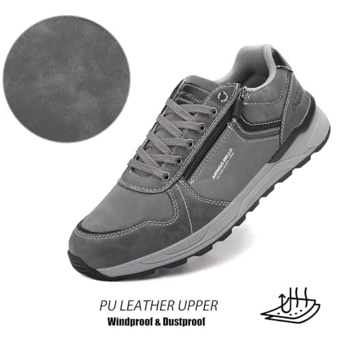 Mens Trainers Casual Shoes with Zip Non Slip Breathable Sneakers Grey — view 5