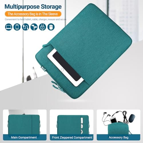 ZYB 16 Inch Laptop Sleeve Case,Shockproof Waterproof Notebook Case 16 Inch for 2021-2026 MacBook Pro 16 M5 M4 M3 M2 M1,16" Laptop Lenovo ThinkBook/IdeaPad HP Dell ASUS Acer Chromebook etc-Teal — view 4