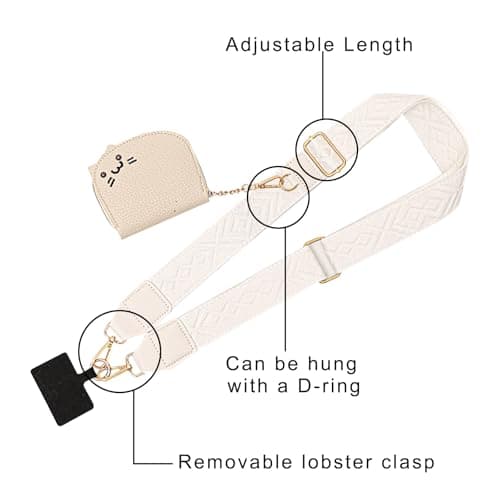BSITSSS Fashion Phone Strap with Zippered Pouch, MobilePhoneLanyard Accessories, Phone Lanyard Pouch, Multifunctional Cross Body Wallet with Clip, Anti Theft PhoneStrap for Women — view 5