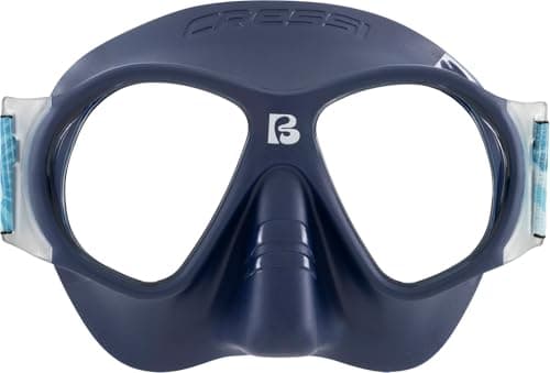 CRESSI since 1946 - Breezy Mask - Separate Polycarbonate Lenses and Soft TPR Face Mask Ideal Snorkelling Surface Swimming and Beach Holidays - Blue Navy Elastic Strap Coral Azure - One Size - Kid