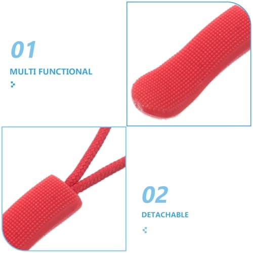 PACKOVE 20pcs Red Zipper Pull Replacement Kit for Garments and Luggage, Removable Design Easy Replacement Silicone and PVC Material, for Jacket Zipper Repair and Sewing Accessories — view 3