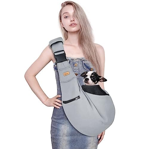 CUBY Puppy Carrier Sling Lightweight Travel for Small Pets(Light grey) — view 6
