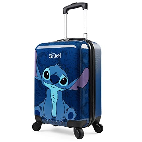 Disney Stitch Suitcase Hard Shell 49 x 33 x 22 30L Capacity 4 Spinner Wheels Extendable Handle Holiday Travel Essentials (Navy, S (L49cm x W33cm - 30L)