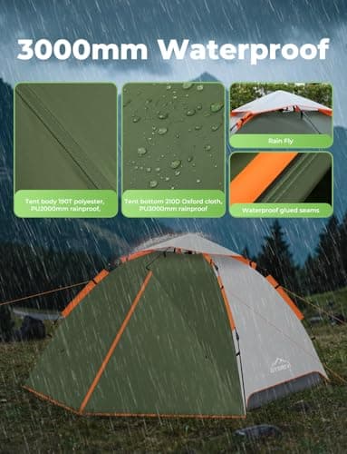 Gysrevi Camping Tent 3 Man Instant Pop Up Tents for Camping, 3 Season — view 6