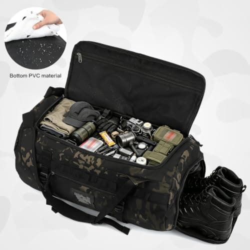 TAIHOYIN 60L Tactical Duffle Bag for Mens Gym Duffel Bag Backpack Camo — view 6