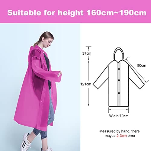 Vicloon Portable Raincoat, 2 Pack Rain Poncho Adult Waterproof with Hoods and Sleeves, Reusable Rain Resistant Poncho for Camping, Emergency Situations, Travel — view 2