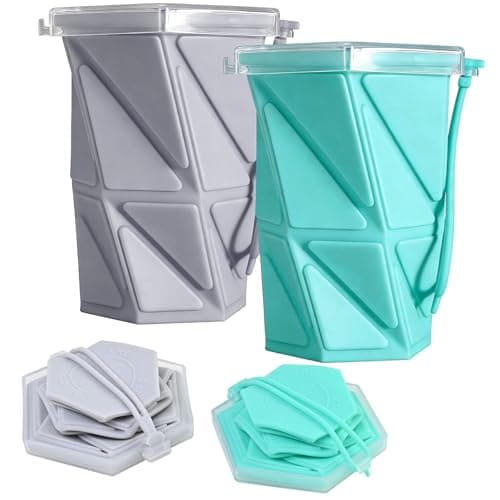 Solvio 2 Pack Collapsible Cup with Lids, for Outdoor Hiking, Picnic