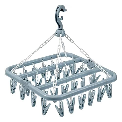 hautllaif Clothes Drying Hanger with 32 Clips, Foldable, Blue
