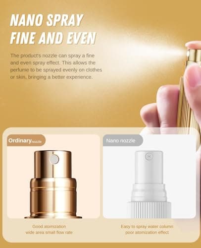 ASADAYS Portable Perfume Atomiser Refillable - 5ml Empty Travel Spray Bottle, Nano Mist, Bottom Filling Mini Atomizer, Pocket Size Cologne Dispenser for Women and Men (Gold, PA) — view 5