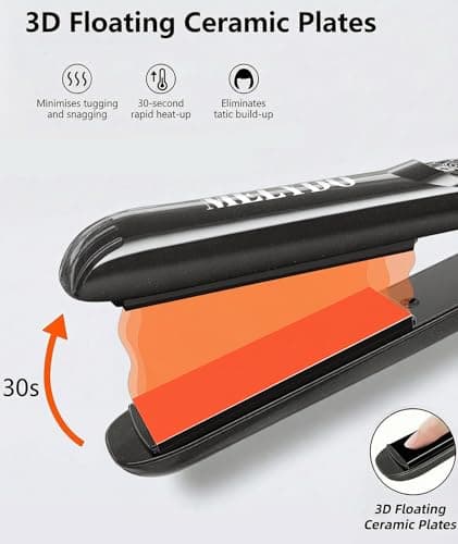 MELYDO Mini Hair Straighteners, Ceramic Mini Straightener for Short Hair/Bangs, Travel Hair Straighteners Dual Voltage, UK Plug(Black) — view 3