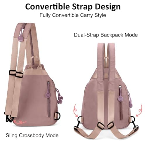 AUAUY 3 in 1 Anti-Theft Travel Tote Bag, Waterproof Oxford, Pink — view 4