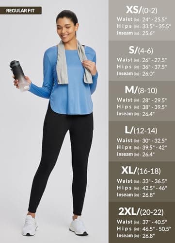 baleaf Hiking Walking Leggings for Women with Zip Pockets Outdoor Cargo Pants High Waist Quick Dry Black M — view 6