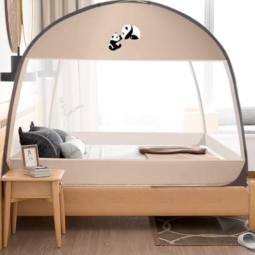 Bed Brownet Mesh Camping Tent Outdoor Mesh Bed Linen with Double Doors: The left and right independent door system eliminates completely repeated zip opening and closing actions. Easy to use — view 2