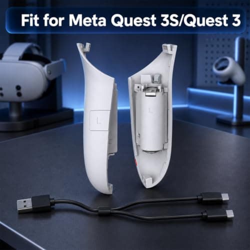 2 Pcs Rechargeable Battery Pack Cover for Meta Quest 3S/Quest 3 Controllers — view 3
