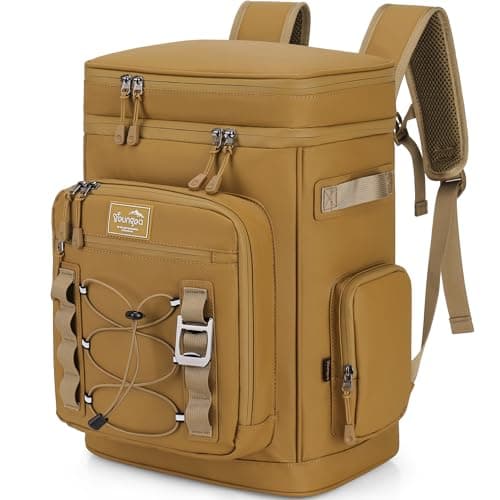 YOUNGOA 30L Cooler Backpack, Large Insulated Leakproof Picnic Backpack, Waterproof Cool Bag Rucksack for Camping/Hiking/BBQ, Yellow
