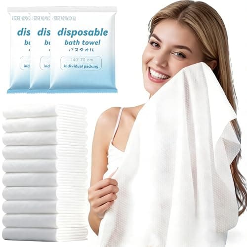 ERHAOG Disposable Bath Towels, 10 Pcs Large Travel Towel 140 * 70 cm, Compressed Portable Washcloths for Beach, Shower, Hiking, Swim, Hotel, Camping - Travel Essentials