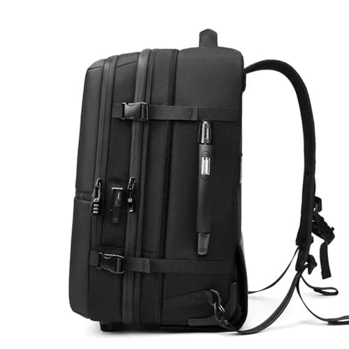 60L Vacuum Compression Backpack With Wheels Expandable Men Waterproof Carry On Travel Backpacks 17 Inch Laptop Backpack For Travel, Business(16,With air pump) — view 4