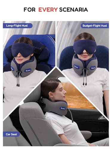 Air Neck Free Travel Neck Pillow for Airplane,Memory Foam,3D Eye Mask — view 6