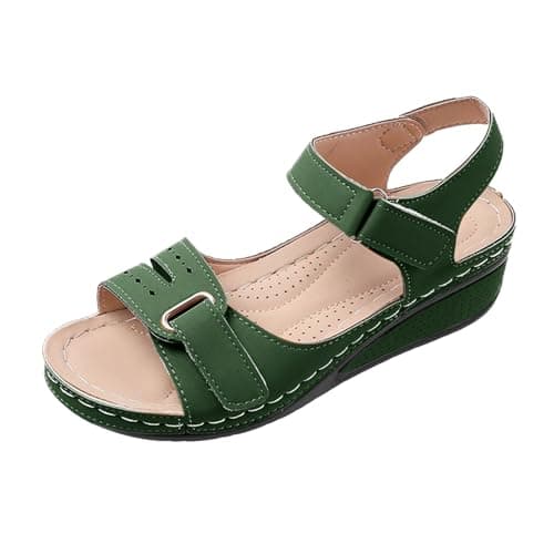 Sandals For Women Green Sports Hiking Shoes Comfort Wedge Open Toe Ankle Strap Beach Shoes Summer Slides with Adjustable Strap — view 5