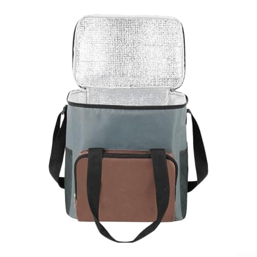 Premium Insulated Picnic Bag, 17L Spacious Cooler Tote with Aluminum Foil Lining, 600D Oxford Lunch Carrier for Family Outings Road Trips Fishing Camping(Brown) — view 5