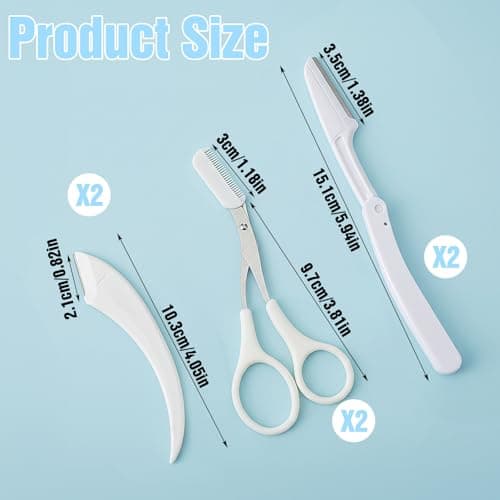 Guduling 6-Pack Brow Scissors,Eyebrow Scissors for Women,White Eyebrow Scissor,Eyebrows Trimmer Women Eyebrows Razor, with Comb,for Womens & Girls, Safe Precision Grooming Kit — view 4