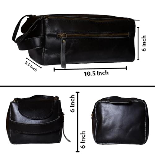 MILITARIA STUFFS Leather Toiletry Bag Dopp Kit : Vintage Unisex Travel Dopp Kit : for Toiletries, Cosmetics & More : Spacious Interior & Waterproof Lining : Compact, Fits Easily in Luggage (Brown), — view 6