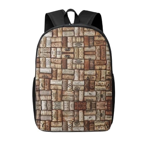 HJLUUFT Wine cork Print Lightweight Laptop Backpack-Personal Item Travel Bag,Travel Backpack Carry On Flight Approved, Black, One Size