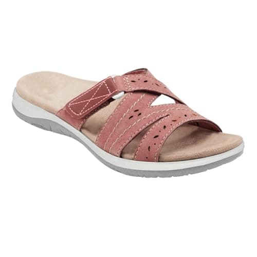 Ladies Flat Sandals Wide Fit Slip On Slide Sandal Open Toe Comfortable Breathable Classic Casual Lightweight Beach Sandals Summer Pool — view 2