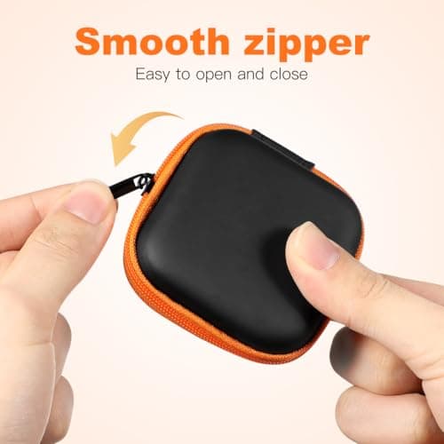Mikikit Hard EVA Earbud Case 7.5x7.5x2.5 cm Orange – Shockproof Water-Resistant Travel Pouch for Earphones, USB Cables & Coins, Tangle-Free Storage for Pocket, Backpack, Gym — view 3