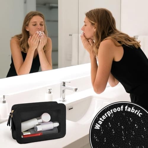 DAMILY Clear Makeup Bags Travel Toiletry Bag Cosmetic Pouch for Women Black — view 6