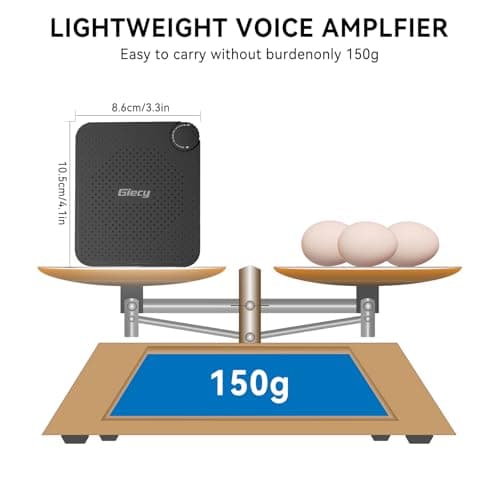 Giecy Amplifier Portable Hands-Free PA with 15W 2600mah Rechargeable Battery Microphone Ideal for Teachers, Tour Guides, Conferences, School Events, Seminars, Yoga,Education and more! (Black) — view 3