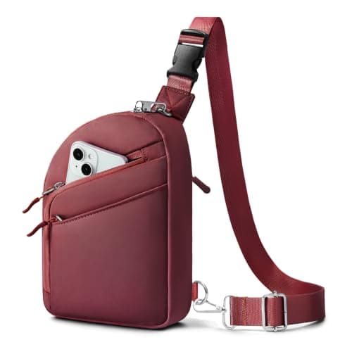 TOPEAST Anti Theft Crossbody Bags for Women Men, Small Sling Crossbody Bag Travel Purse Shoulder Wallet with RFID Blocking, Burgundy, Anti-theft Crossbody Travel Bag for Women & Men