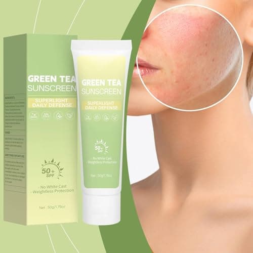 Green Tea Sunscreen, Green Tea Hyaluronic Hydrating Sun Cream SPF 50, Moisturising Korean Sunscreen for Face, Travel Size Sun Cream SPF 50+, Non-Greasy, Daily Broad Spectrum UV Protection (1) — view 4