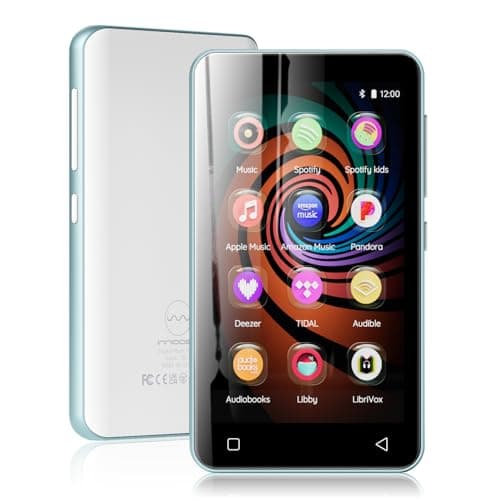 160GB MP3 Player with Bluetooth and WiFi, innioasis Music Player with Spotify,Pandora,Amazon Music,4" Touch Screen Android MP4 MP3 Player for Kids with Libby,Audible,Spotify Kids (White+ Sky-blue)