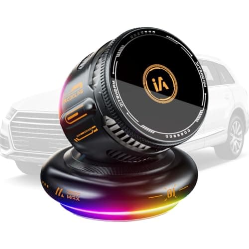Magnetic Car Phone Mount 360 Rotating Fast Charging Cooling with Lights