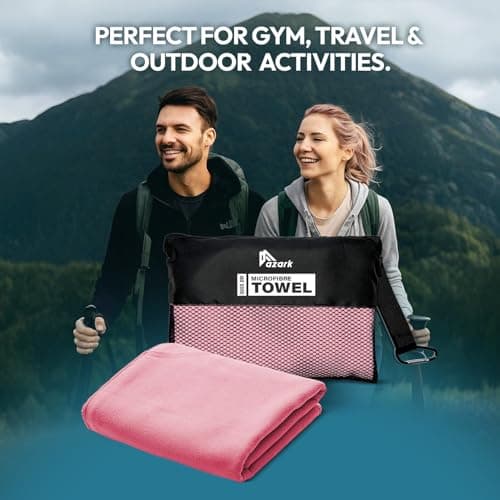 azark Microfibre Towel – Quick Dry, Lightweight & Super Absorbent – Gym, Travel, Yoga, Camping & Beach – Soft & Durable – Multiple Sizes (Pink, XX Large) — view 6