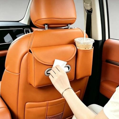 Car Organizer Back Seat Cup Holder Tissue Box PU Leather Storage Bag — view 3