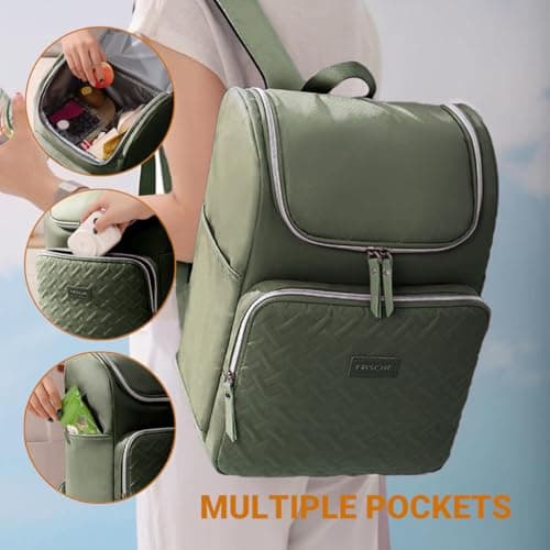 AUXDIQ 18L Insulated Cooler Backpack Leak-Proof Lunch Bag Insulated Picnic Backpack (Green) — view 5