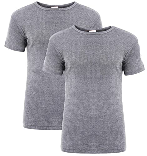 Heatwave® Pack of 2 Men's Thermal T Shirt, Warm Underwear Baselayer, S M L XL XXL Thermals (Grey, M)