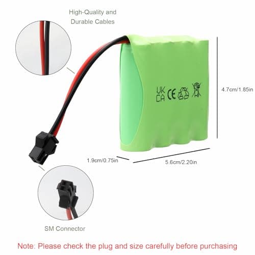 2PCS NiMH RC Rechargeable Battery Pack 4.8V 2400mAh with SM 2P Connector, Suitable for Radio-Controlled Car, Electric Toy Car Vehicles, Remote Controlled Trucks, Power Tools — view 2