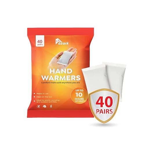 azark Unisex Disposable Hand Warmers, Up to 10 Hours Heat Instant Fast Heating Packs for Men & Women Portable Pocket Size, Ideal for Sports, Camping, Hiking, Travel, Skiing, Cold Weather (Pack of 40)