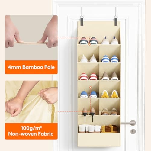 Lifewit 6 Tier Over the Door Shoe Organiser Hanging Rack Holder, Beige — view 5
