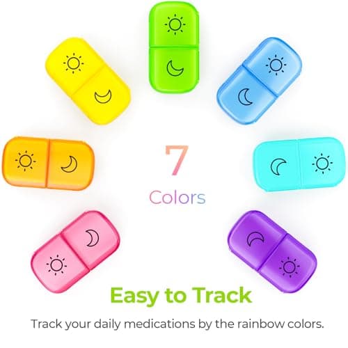 AUVON Pill Organiser, Pill Boxes 7 Day 2 Times a Day with One-Side Opening — view 5
