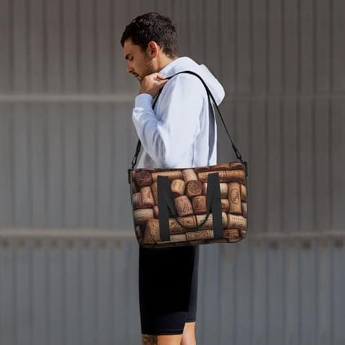 Wine Cork Printed Travel Bag Duffle Bag for Men Women, Large Water Resistant Gym Bag Weekend Holdall Bag with Shoulder Strap — view 6