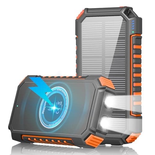 Riapow Solar Power Bank 20000mAh Fast Charge 3A Wireless Portable Charger