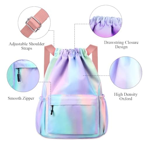 flintronic Drawstring Backpack, Waterproof Swimming Bag, Large Swimming Bags for Kids, Sports Backpacks Unisex for School Gym Beach Holidays Travel — view 4