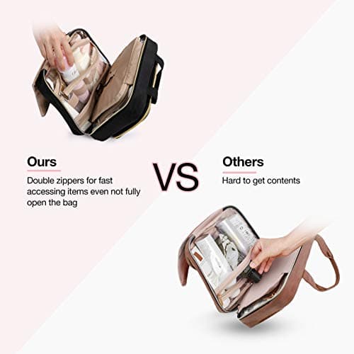 BAGSMART Toiletry Bag Hanging Travel Makeup Organizer with TSA Approved Transparent Cosmetic Bag Makeup Bag for Full Sized Toiletries, Large-Black — view 4