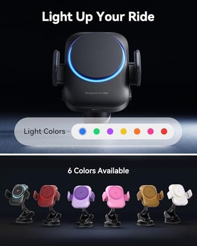INIU Car Wireless Charger Yellow, Qi2 Certified 15W Fast Charging Car Mount Charger for Magsafe with Strong Magnetic Hold, Air Vent Clip & RGB Lighting for iPhone 16 Pro Max/15/14/13/12 Accessories — view 6
