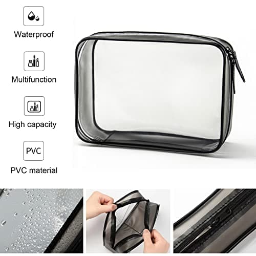 FIYUK 2pcs Clear Travel Toiletry Bag Makeup Cosmetic Bag Portable Waterproof Transparent Storage — view 3
