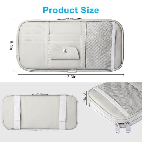 Linkstyle Car Sun Visor Organizer, Auto Interior Leather Storage Pocket Pouch, Car Sunglasses Holder, Bag for Card License Registration Pen — view 2